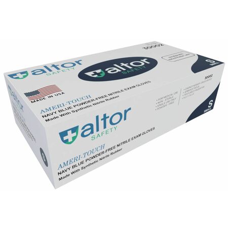 ALTOR SAFETY Nitrile Disposable Gloves, 3.6 mil Palm, Nitrile, Powder-Free, S, 100 PK, Blue 30002